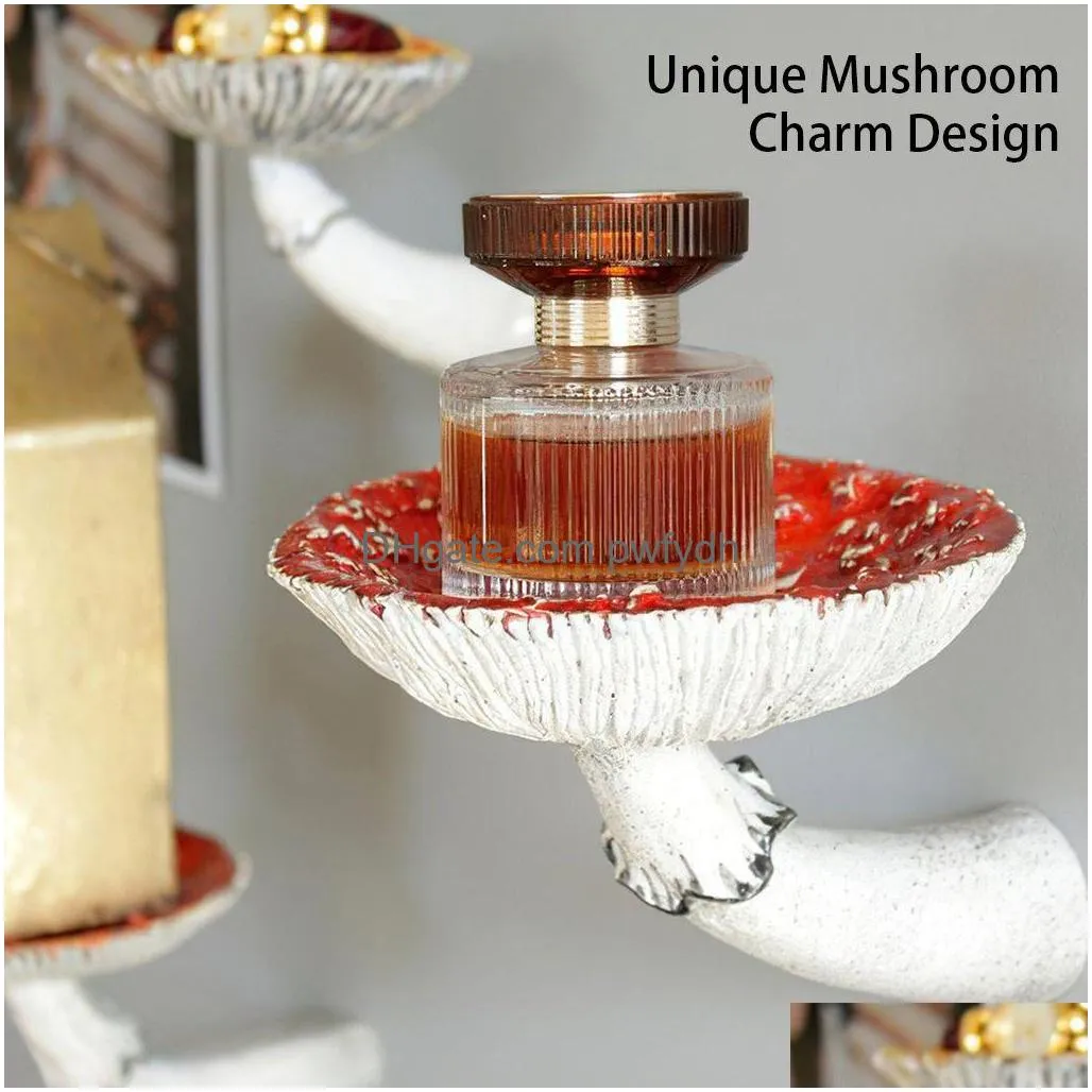 Novelty Items Pack Of 3 Mushroom Hanging Shelf Resin Wall Mounted Small Decor Keys Holer Ornaments Rack Living Room Holidays Crafts Dh5Ue