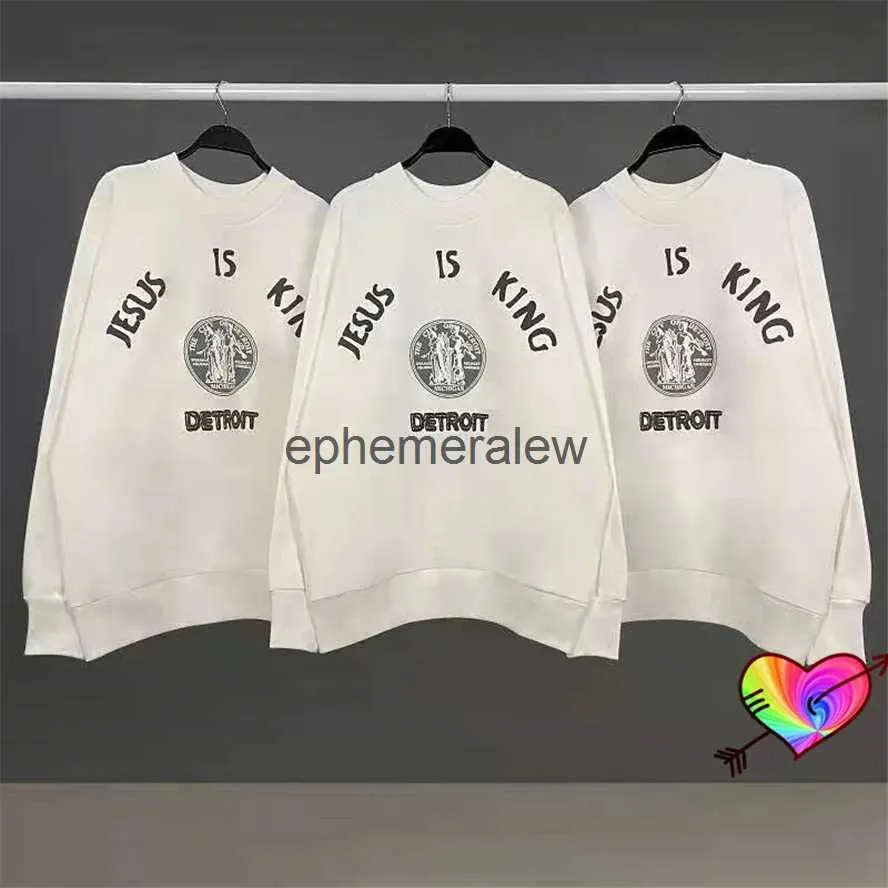 Sweats à capuche pour hommes Sweatshirts White Sunday Service Crew Neck Jesus Is King Sweatshirts Hommes Femmes Detroit City Sweat à capuche Hip Hop Ye SweatshirtsH24222