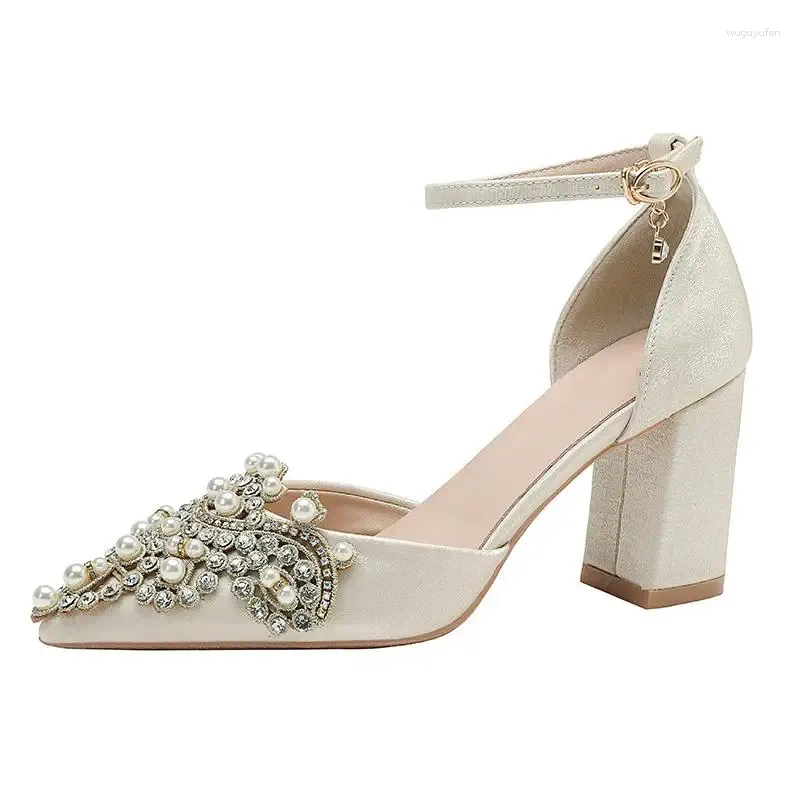 Scarpe eleganti Taglia 30-44 Perle Strass Fibbia Matrimonio Sposa Damigella d'onore D'Orsay Due pezzi Tacchi alti Donna