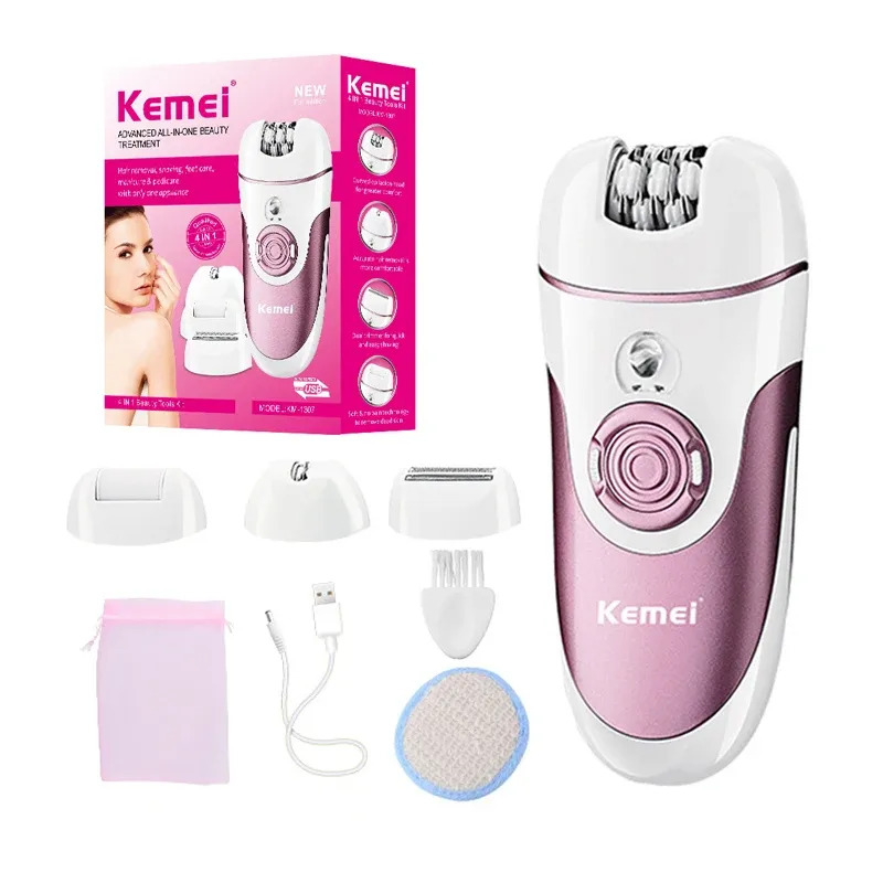 Эпиляторы Kemei 4 в 1, эпилятор для волос, электрическое устройство для удаления волос, женский депилятор, инструмент для ухода за ногами, перезаряжаемая бритва для удаления волос для женщин