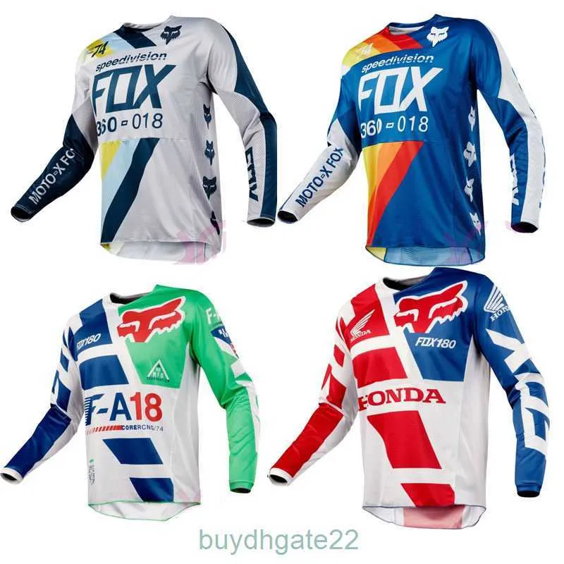 Camisetas masculinas Fox Downhill Suit Cabeça Equitação Mountain Bike Racing Motocicleta Manga Longa T-shirt Mens Top QXH8