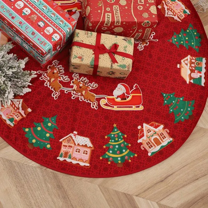 Décorations de Noël Jupe d'arbre imprimée Base de décoration Fête de vacances Intérieur Extérieur Navidad