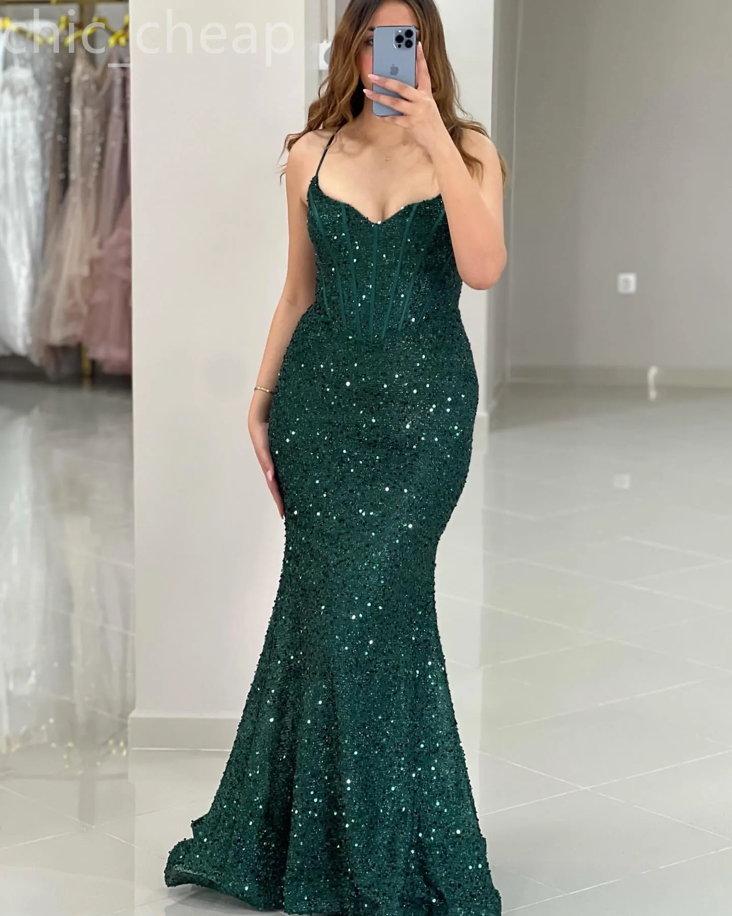 2024 ASO EBI Dark Green Mermaid Prom Dress SEBSED LACE Simple Evening Formal Party Second Reception 50th Birthday Engagement Gowns Dresses Robe de Soiree ZJ65