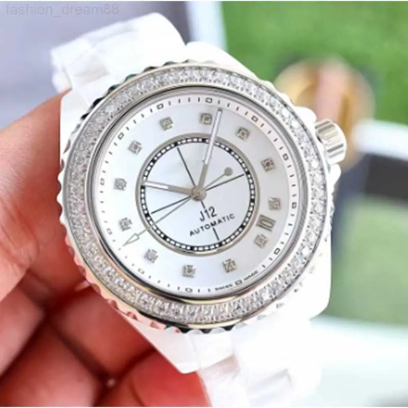 33mm 38mm 다이아몬드 시계 남자 여자 유명한 금 패션 세라믹 시계 작가 레이디 쿼츠 시계 레이디스 스틸 여성 시계 relojes para mujer wristw j12
