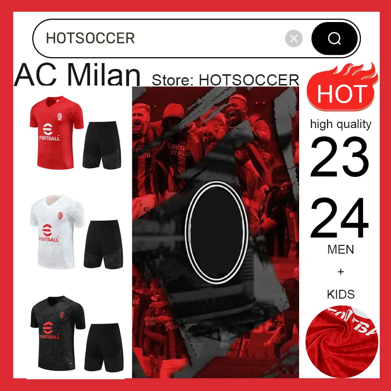 2023 2024 AC Tracksuit Trikots Tuta Maglia 23 24 AC Training Anzug Survetement Foot Camiseta Trikots Chandal Kit Fußballmänner und Kinder Uomo Calcio Maillot AA