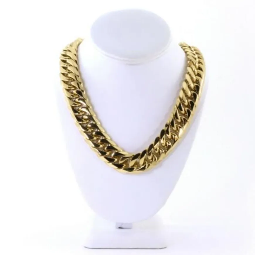 Corrente masculina Miami Cuban Link Curb 14k banhado a ouro Hip Hop 21MM corrente grossa 24''244G