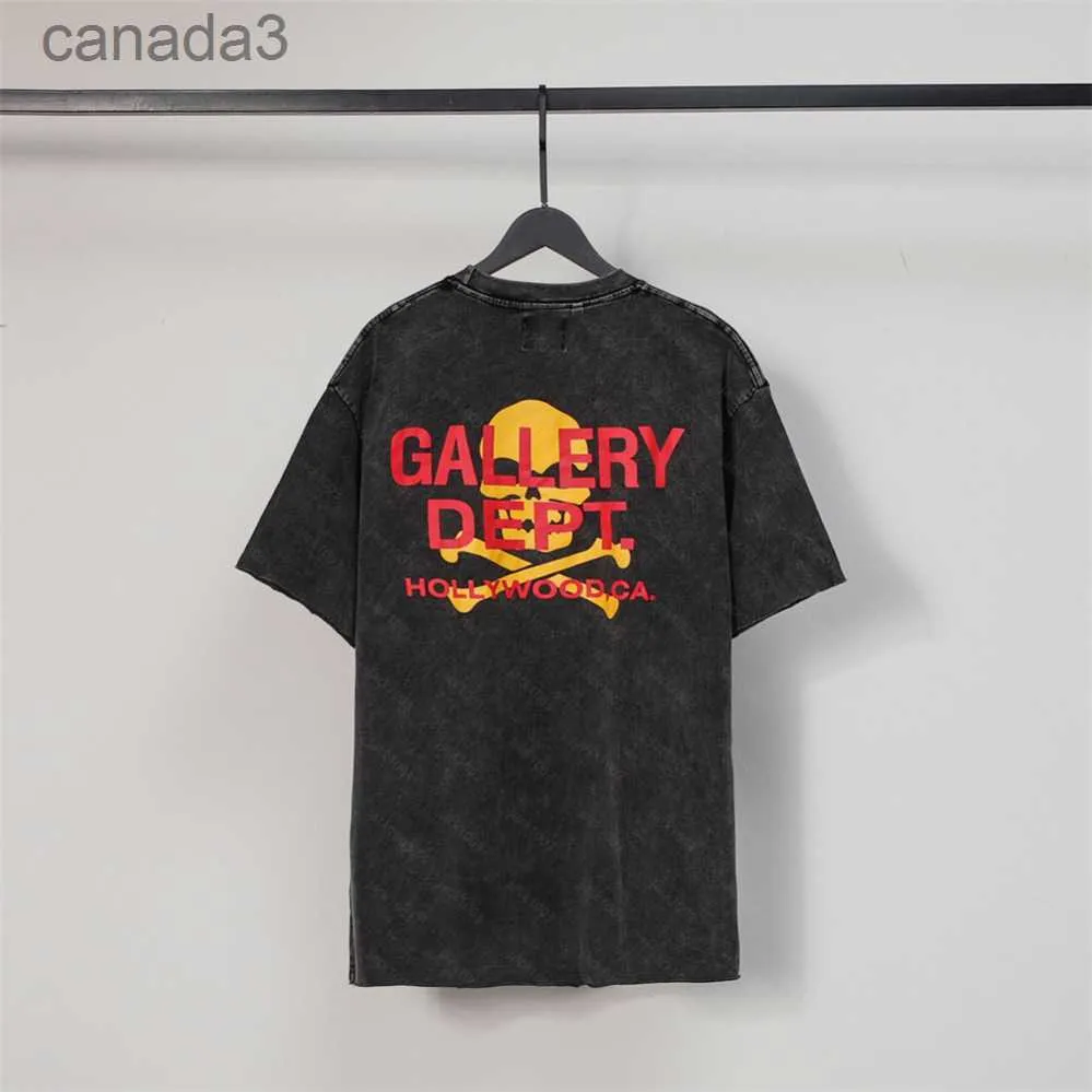 Galerías Departamento Harajuku Vintage Letras de sello de oro lavado Camisa impresa Tamá de Hip Hop de gran tamaño Unisex Manga corta TEES JMG VZ47