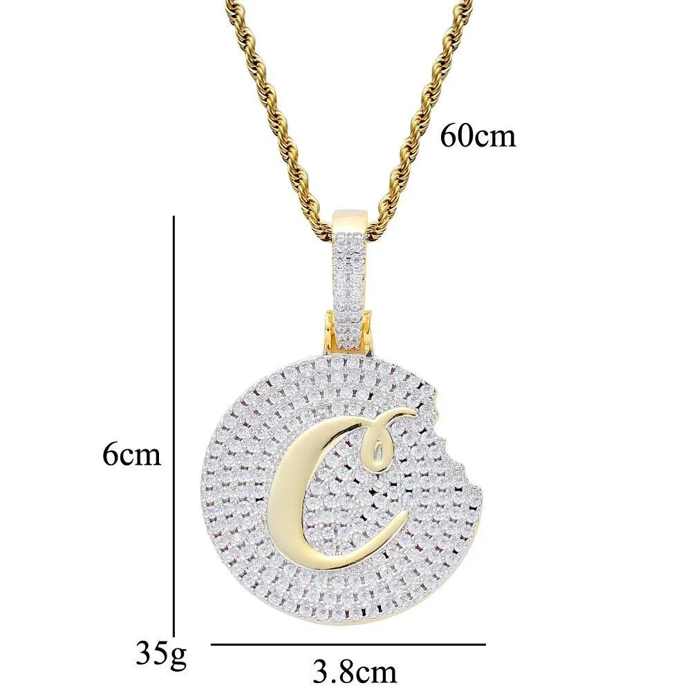 Colares de pingente moda-cookie diamantes para homens mulheres luxo cristal cooky pingentes 18k ouro palted cobre zircões sier drop deli dhu1n