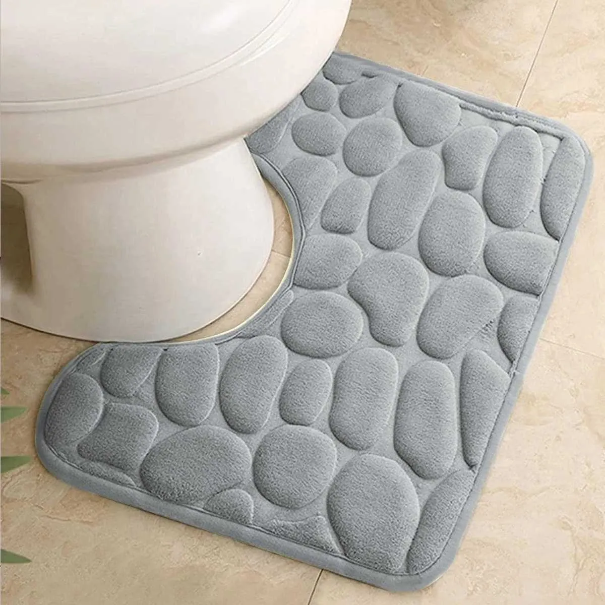 Tapis de bain Tapis de pied de toilette pour toilettes, tapis de sol en forme de U, imperméable, salle de bains, absorption d'eau, antidérapant