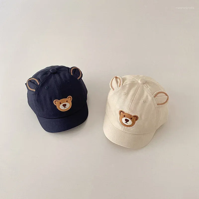 Berretti da baseball Cappello da bambino Orso Cartoon Orecchie piccole Bambini carini Berretto da baseball a tesa corta Protezione solare coreana per bambini all'aperto Sole