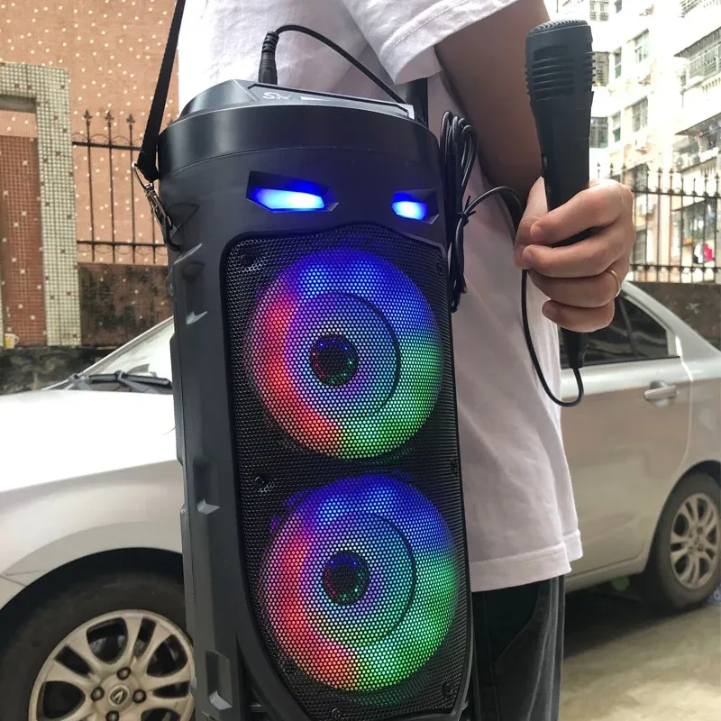 Haut-parleurs Multifonction sans fil Caisson de basses extérieur Performance de fête Haut-parleur Bluetooth Mobile Ktv Effet d'éclairage coloré U Disk Audio