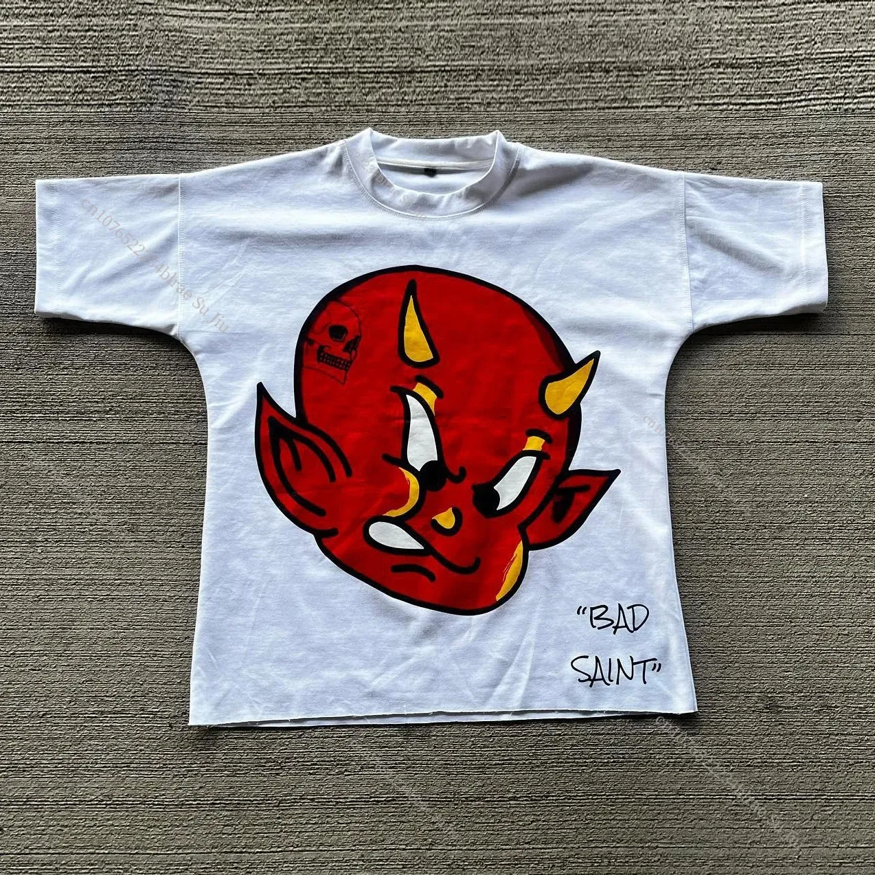 Férfi pólók, Kdis Little Devil Graffiti Hip Hop Nyomtatott Utcai Rövid Ujjú Póló Férfi Női Nyári Retro_voghion.com