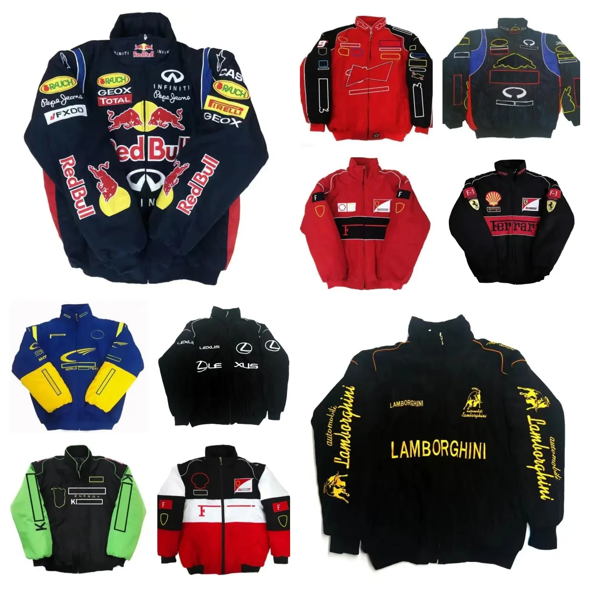 F1 racing kostym långärmad jacka retro motorcykel kostym jacka motorcykel team vinter bomullskläder kostym broderad varm jacka yf2024