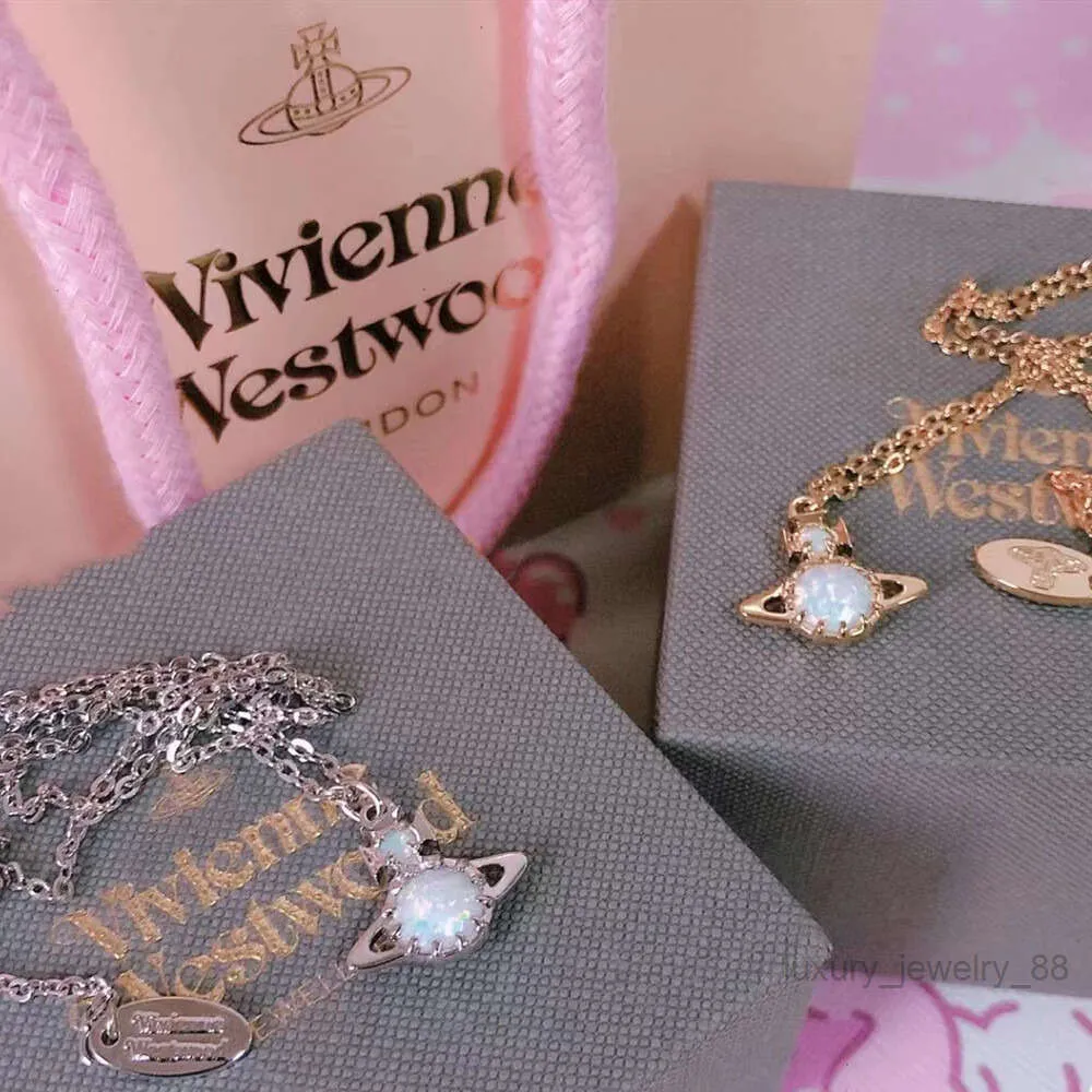 satelliet ketting Designer ketting voor vrouw Vivienenwestwood Luxe sieraden Viviane Westwood ketting High Edition Saturn Opal Stone ketting Pin Pearl Colla