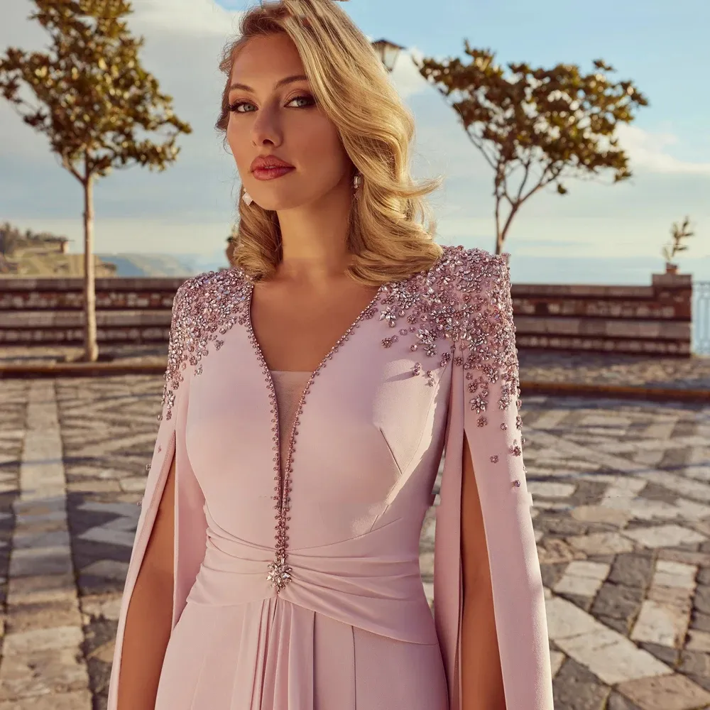elegant pink dresses for wedding guests with sleeves Plus Size Elegant Romantic A-Line Long Sleeve Pink Bridesmaid Dress, Formal Party Dress For Autumn Wedding Guest Spring
