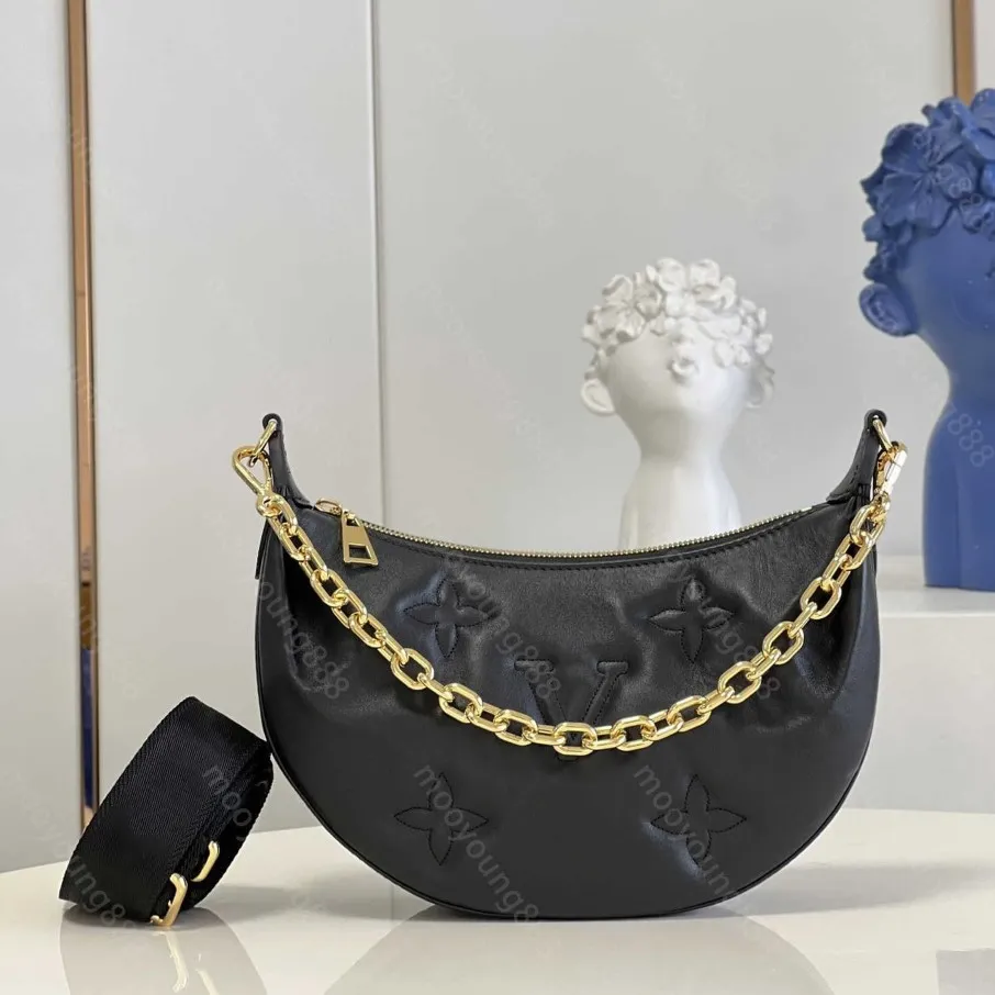 10A Specchio di livello superiore Designer di lusso di qualità Borsa a mezzaluna Borsa piccola trapuntata in vera pelle sopra la luna Borsa da donna nera Sh3084