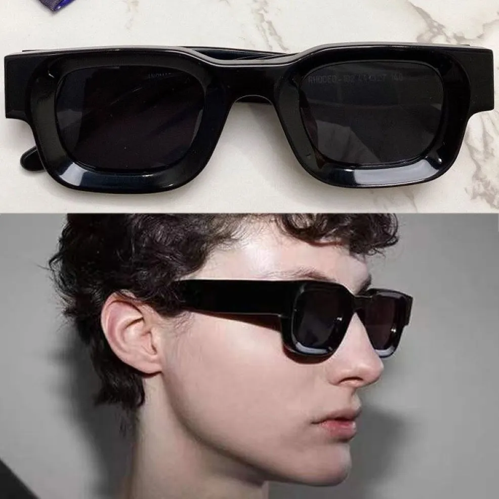 Herrkvinnor Designer Solglasögon Rhodeo-102 Fashion Classic Black Square Trend Brand Mini Sun Glasses Supertjock Sheet Frame Top Q278A