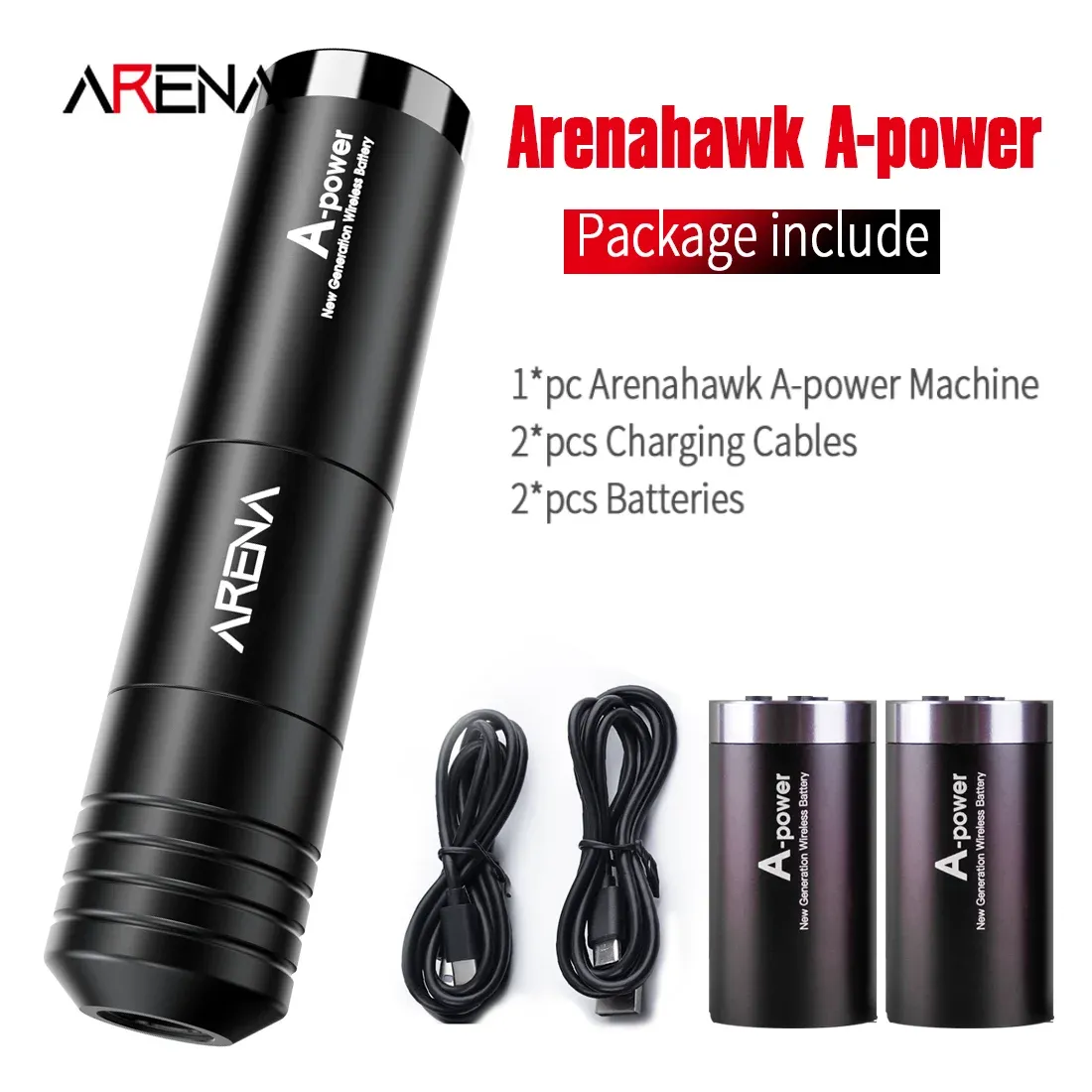 Armas arenahawk apower linha magnética e caneta de tatuagem sem fio display led acessórios de unidade direta conjunto de máquina de tatuagem