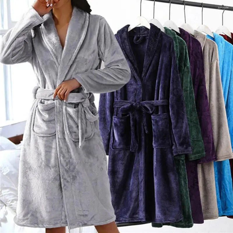 Mulheres sleepwear mulheres quentes homens coral velo roupão com cinto outono inverno casal nigh vestido flanela robe engrossar quimono