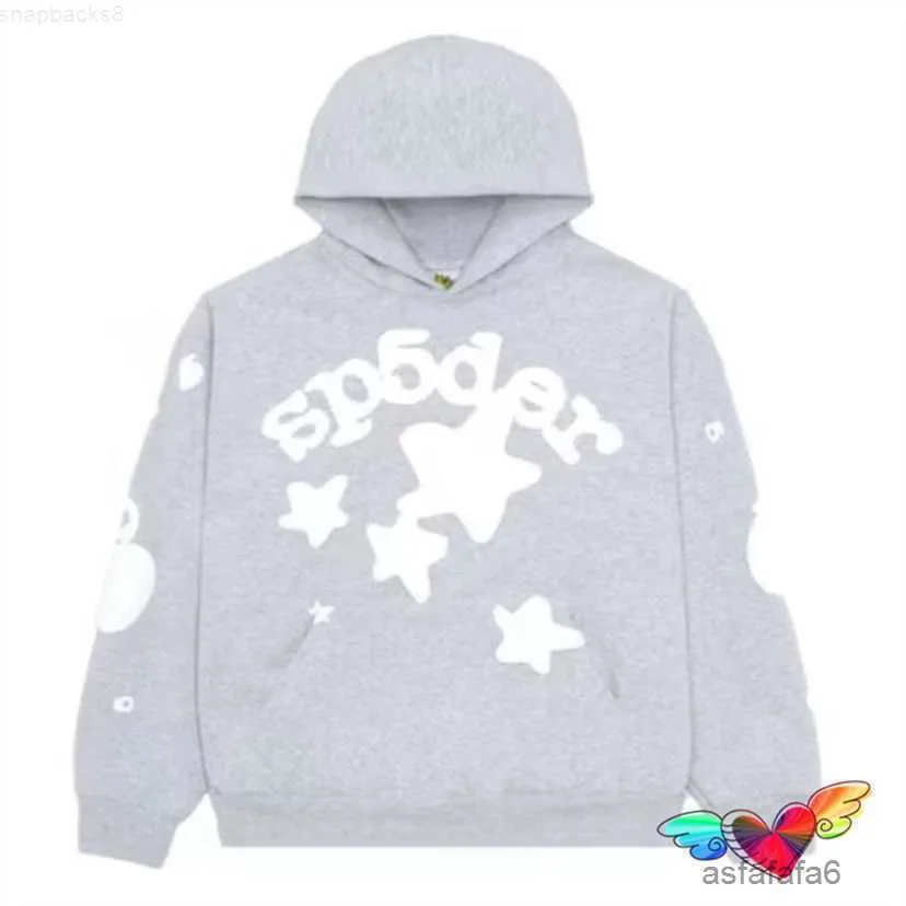 Mens and Womens Hoodies Sweatshirts Sweatpants Fashion Brand Sp5der 55555 Grey White Foam Graphic Young Thug Spider Hip Hop World Wide Pullove GAET B8NL