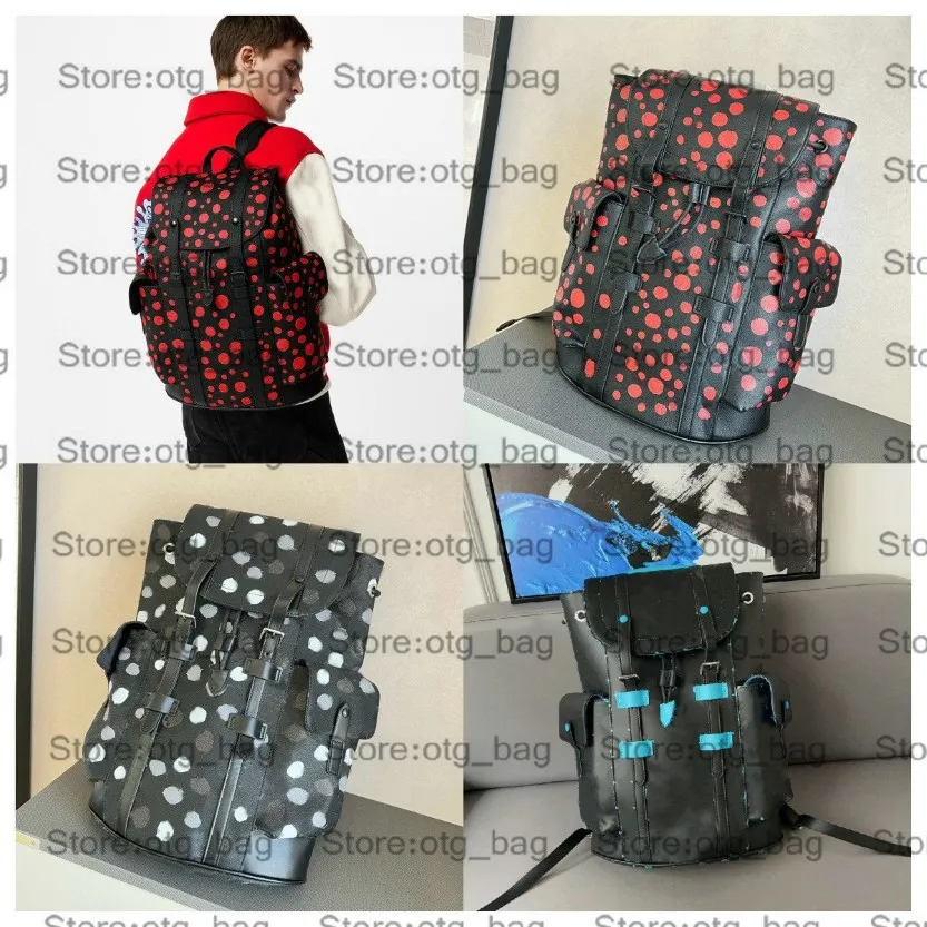 Christopher Heren Designer Rugzak X Yayoi Kusama Grote Capaciteit Handtassen Infinity Dots Reistas Canvas Lederen Bakken Camping Ba231D