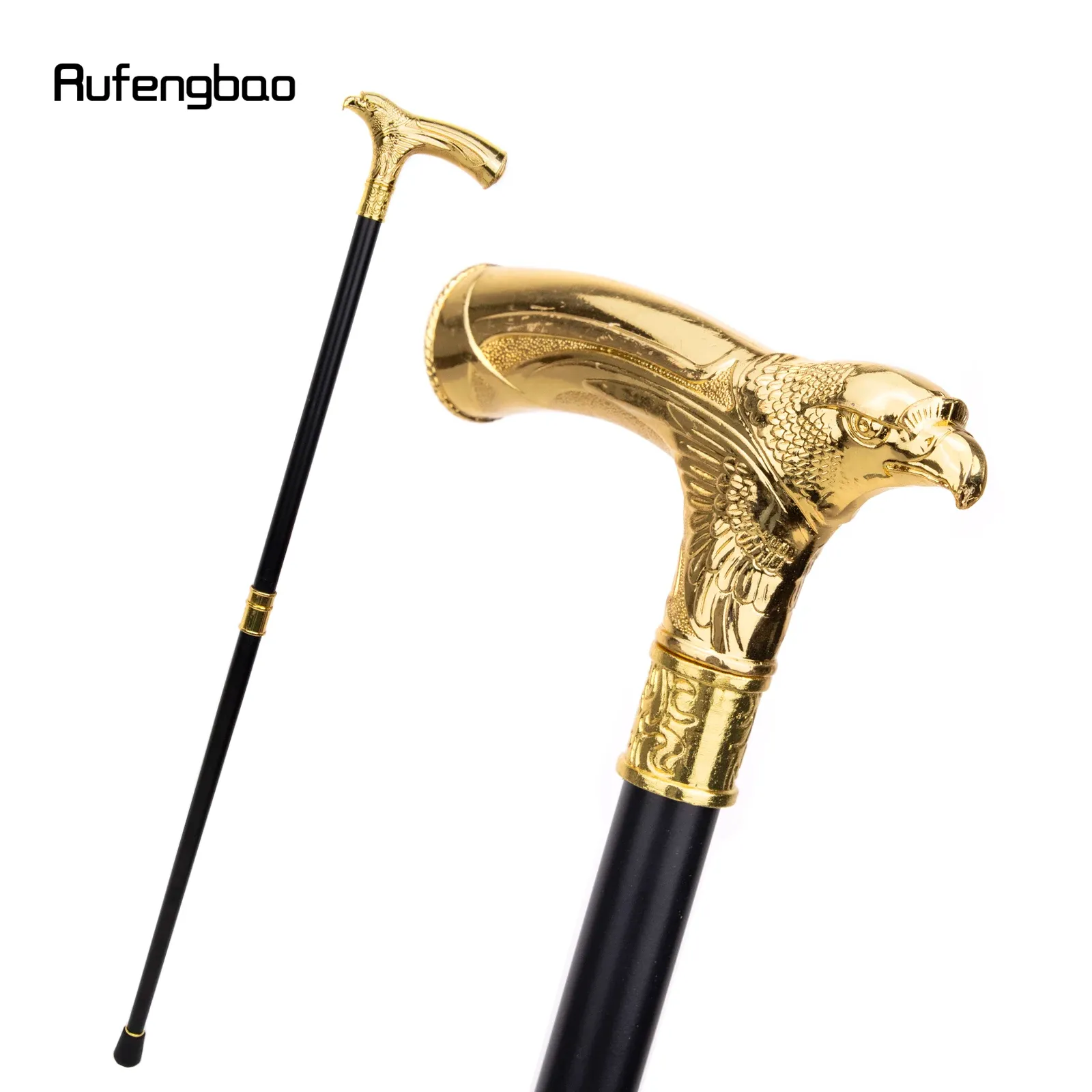 Gold Luxury Eagle Head With Rhinestone Walking Cane Fashion Walking Stick Gentleman Elegant Cosplay Cane Knob Crosier 93cm