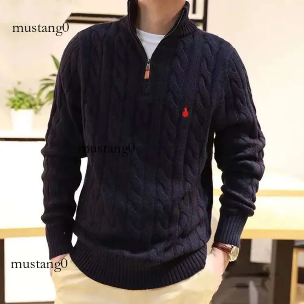 Dicker Herrenpullover Designer Polo Halber Reißverschluss Ralphs Kapuzenpullover Langarm Gestricktes Pferd Twist Hoher Kragen Männer Frau Laurens Stickerei Iib9 65