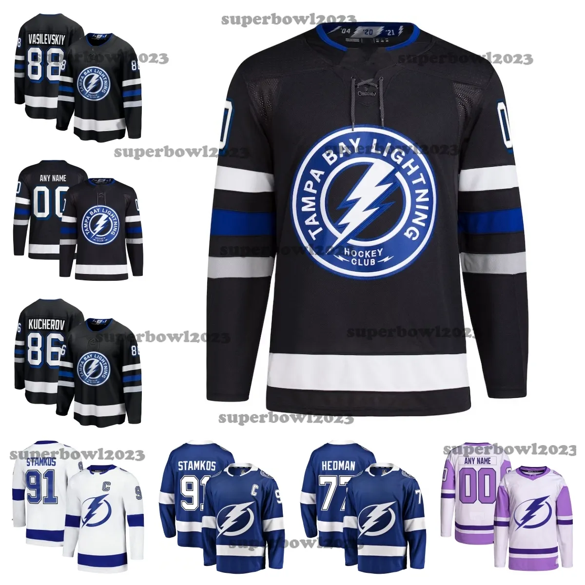 Maillot personnalisé Tampa "Bay" "Lightning" 24 Ryan Callahan 27 Jonathan Drouin 51 Valtteri Filppula 91 Stamkos Hedman Kucherov Maillots de hockey Lightning