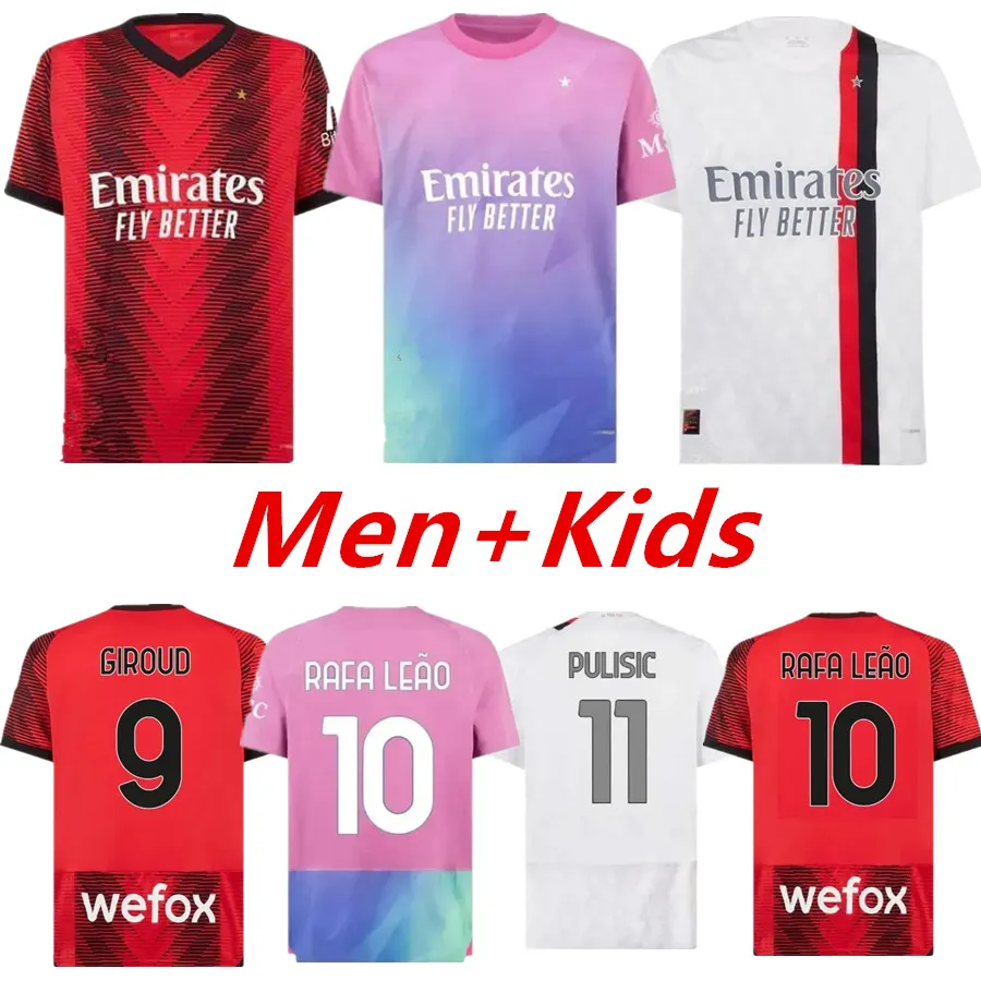 AC Mミルネスアダルトサッカージャージ2023 2024 REBIC THEO REIJNDERS KESSIE DE KETELAERE RAFA LEAO GIROUD PULISIC FOOLBLAIO SHIRT