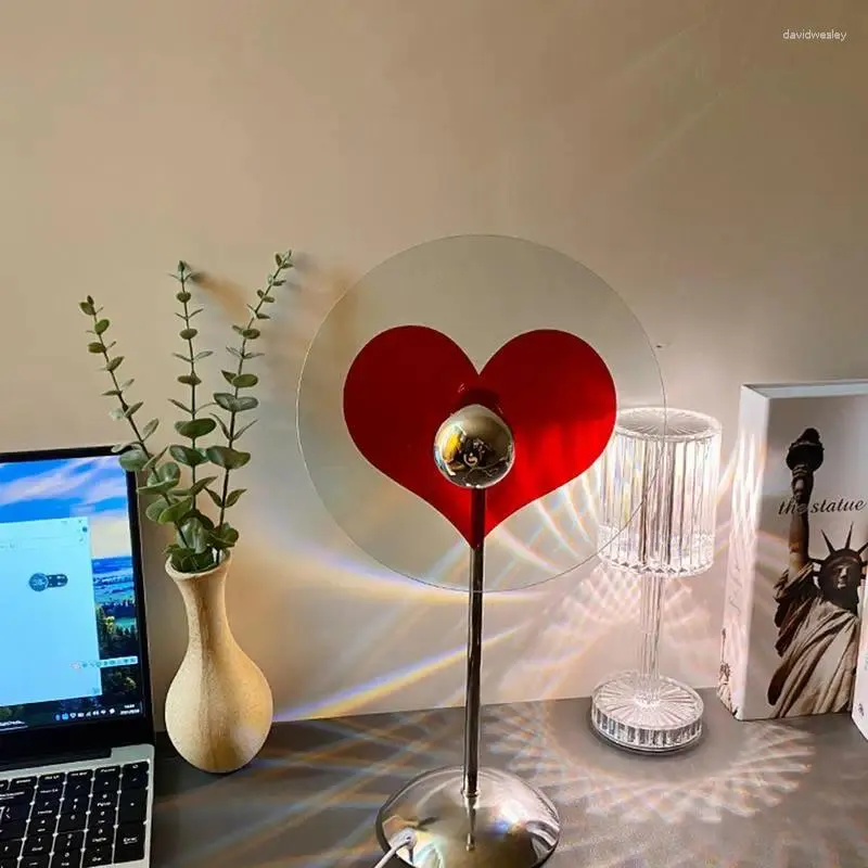 Night Lights LED Heart Lamp 180 Rotating Room Decor Shape Projector Desk Romantic Background Wall Decoration