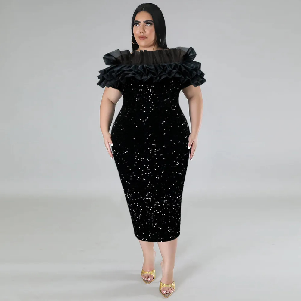 black sequin dress size 8 NWT Black Sequin Dress Long Gown Robert Legere Size 6/8