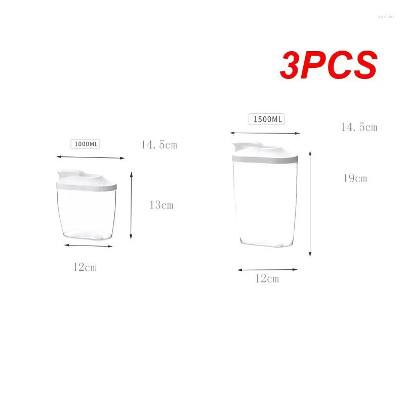 Lagringsflaskor 3 st transparent förseglade kan praktiska rymdbesparande lufttäta praktiska hållbara stapelbara nudelbox för