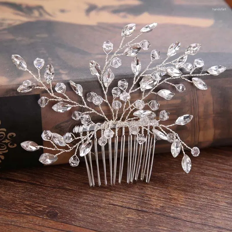 Hair Clips Girls Combs Wedding Tiaras Bridal Jewelry For Women Crystal Alloy Clip Fashion Silver/gold Color Party Headdress