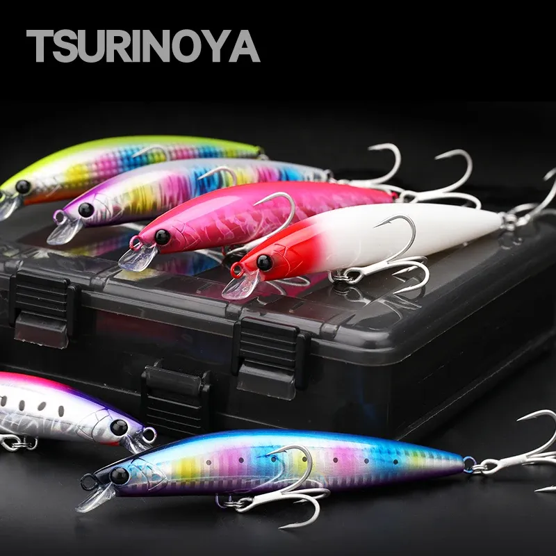 Iscas Tsurinoya 125mm 25g Flutuante Minnow Fishing Lure STINGER 125F Kit 6pcs 67m Long Casting Shore Fishing Grande Seabass Blue Fish Lu