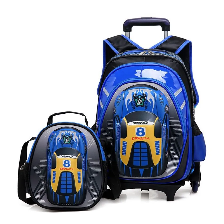 Sacs d'école 3D sur roues sacs à dos de chariot d'école sac à dos à roulettes enfants sacs à dos roulants d'école pour garçon sacs de voyage pour enfants 20092131