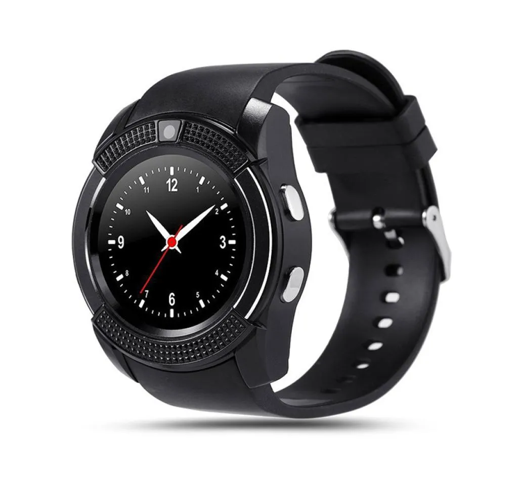 V8 Bluetooth Smart Watch SmartWatch -telefonklockor med SIM TF Card Slot Clock Bluetooth -anslutning för iOS Android -telefon I77PLU8226659