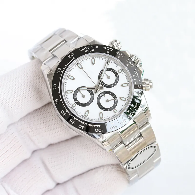 Reloj de 40 mm automático mecánico 7750 relojes para hombres de zafiro funciones de sincronización de vidrio de acero inoxidable diseñador de pulsera de goma Montre de luxe