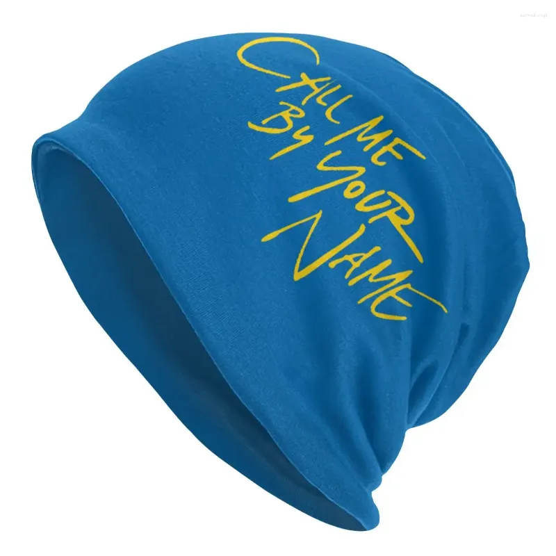 Bérets appelez-moi par votre nom bleu Skullies bonnets chapeaux Hip Hop automne hiver rue hommes femmes casquettes adulte chaud Bonnet tricoté chapeau