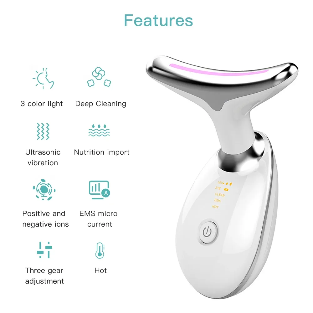 Devices Neck Face Beauty Facial Massage Device LED Photon Therapy Anti Wrinkle Reduce Double Chin Skin Tighten Facial Lifting Machine