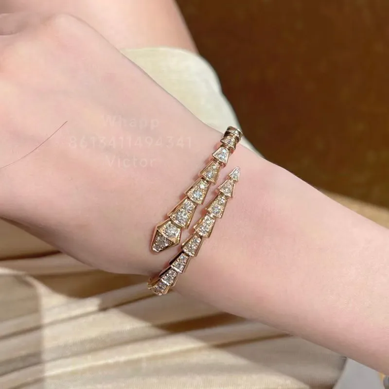 slangachtige ontwerper enkele elastische armband voor vrouw diamant verguld 18K voor man officiële reproducties modemerk ontwerper jubileumcadeau 001