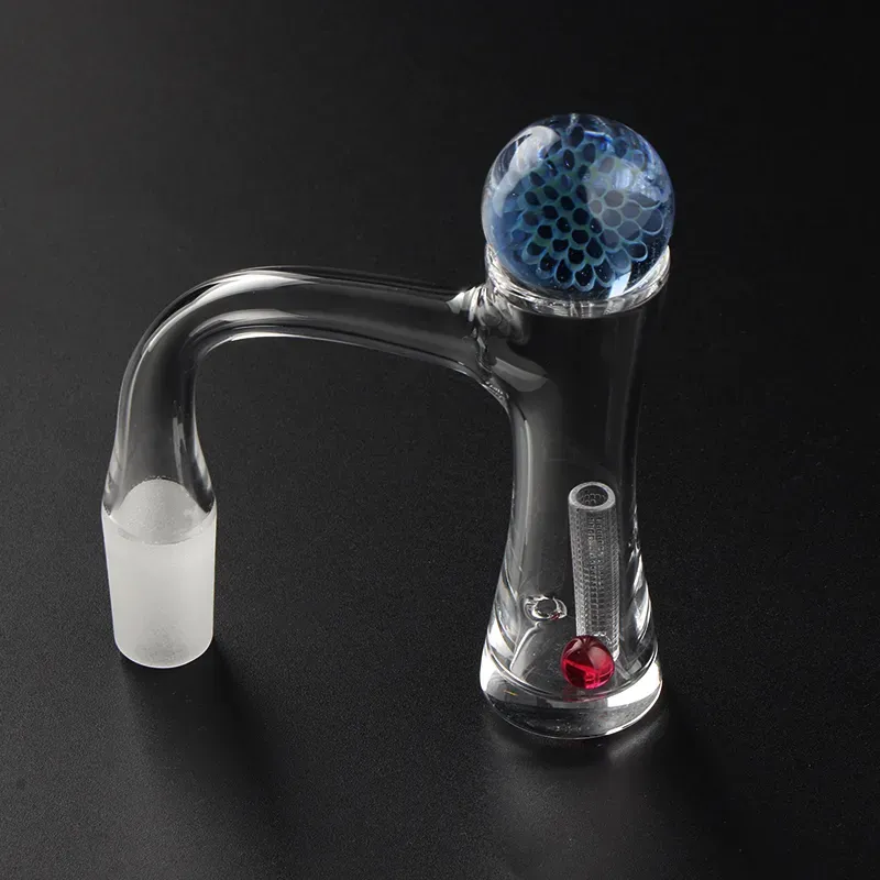 20mmOD Full Weld Seamless Bucket Vortex Beveled Edge Terp Slurper Quartz Banger with Honeycomb Terp Beads 6mm Ruby Hollow sandblasting Pillar for Water Bong