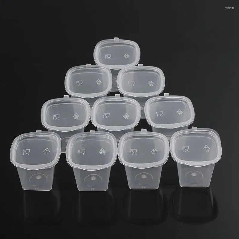 Bouteilles de stockage 25pcs jetables en plastique à emporter saucière conteneurs boîte alimentaire avec couvercles à charnière petite palette de peinture pigmentée réutilisable