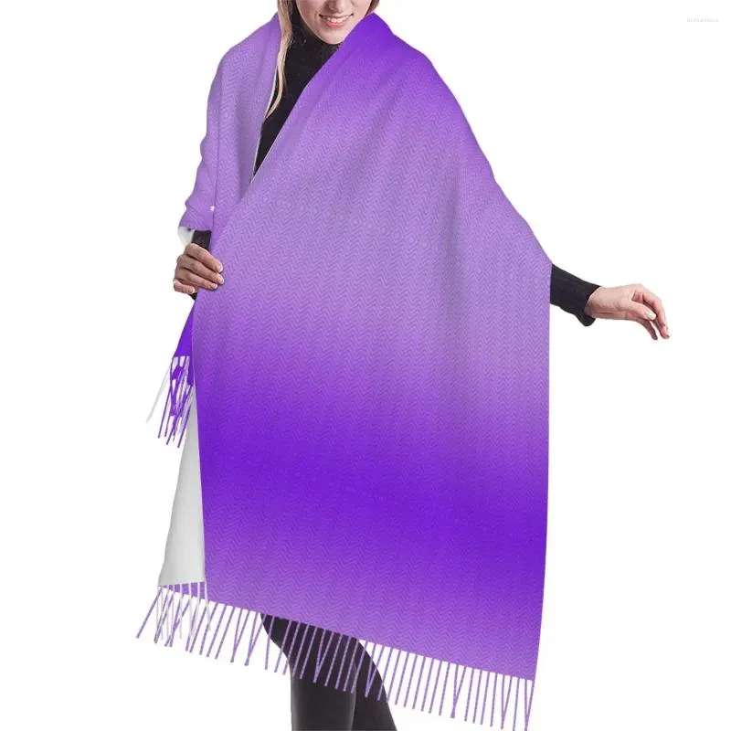 Foulards Violet Zigzag Stripes Gland Écharpe Femmes Doux Bohème Moderne Géométrique Châles Wraps Femme Hiver Mode Polyvalent