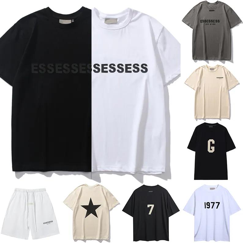 2024 Essentialls Herren T-Shirts Brust Brief essentialsweatshirts Print Tide Kurzarm High Street Lose Oversize Casual Frauen Essentialshoodie Baumwolle Tops