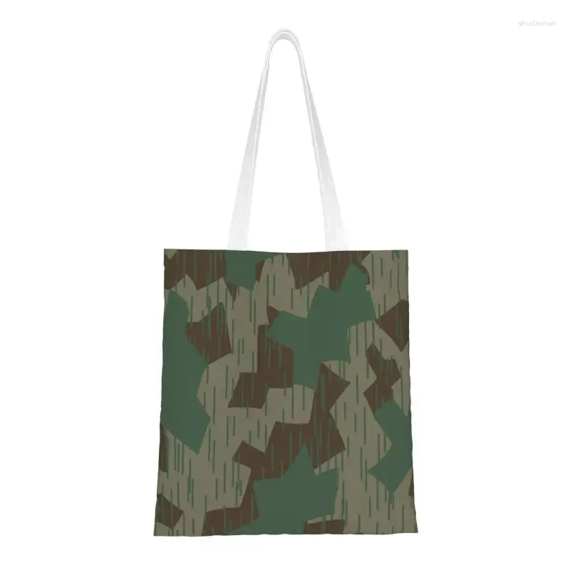 Shopping Bags World War 2 German Camouflage Grocery Bag Printing Canvas Shopper Tote Shoulder Military Army Handbag