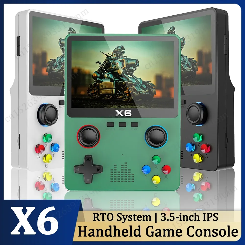 Konsole x6 Przenośna konsola do gry 3,5 -calowa IPS ekran HD Mini ręczny gracz gier 3D joystick zbudowany w 10000 grach dla GBA FC Prezenty dla dzieci