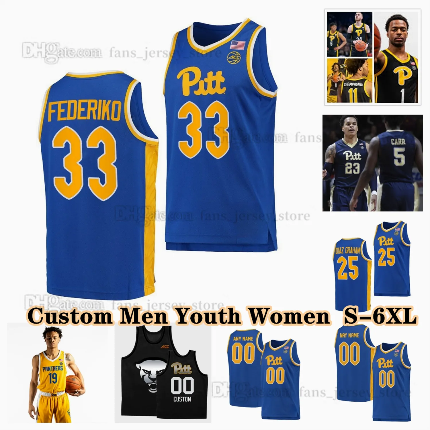 Save Big on Bulk Panthers Basketball Jersey NCAA Custom S 6XL Pittsburgh  Panthers College Basketball Jerseys Blake Hinson Ishmael Leggett