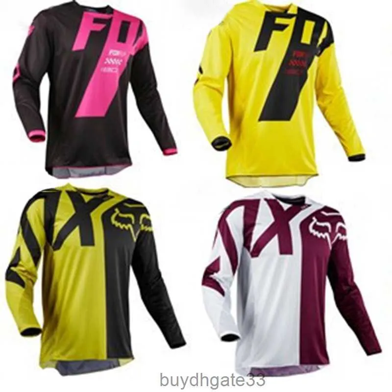 OKYU T-shirts pour hommes Fox Mountain Bike Riding Suit Cross Country Moto Speed Down Respirant T-shirt à séchage rapide Haut à manches longues