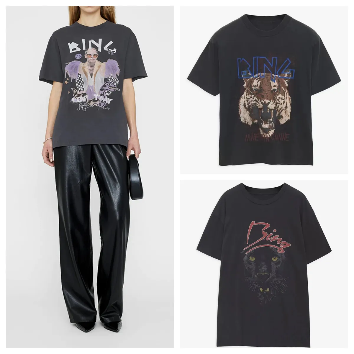 2024 New Spring Summer's North American AB Animal Print Old Fried Color Wash短袖Tシャツを