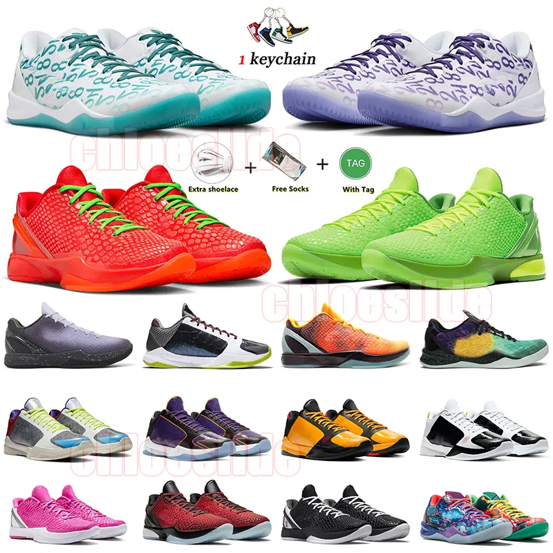 Mamba 6 Reverse Grinch Basquete Sapatos Mambas Protro Sneakers EYBL Mambacita Court Roxo Assinatura Sapato Devin Booker Livro 1 Designer Sapato Treinadores Mens Mulheres